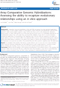 Cover page: Array Comparative Genomic Hybridizations: Assessing the Ability to Recapture Evolutionary Relationships Using an In Silico Approach