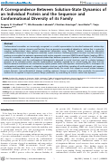 Cover page: A Correspondence Between Solution-State Dynamics of an Individual Protein and the Sequence and Conformational Diversity of its Family