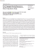 Cover page: Post-Traumatic Growth Experiences among COVID-19 Confirmed Cases in China: A Qualitative Study