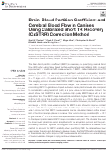 Cover page: Brain–Blood Partition Coefficient and Cerebral Blood Flow in Canines Using Calibrated Short TR Recovery (CaSTRR) Correction Method