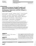 Cover page: Associations between Suicidal Thoughts and Behaviors and Genetic Liability for Cognitive Performance, Depression, and Risk-Taking in a High-Risk Sample