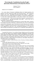 Cover page: Protecting the Constitution from the People: Juricentric Restriction on Section Five Power