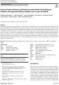 Cover page: Intimate Partner Violence and Food Insecurity Predict Early Behavior Problems Among South African Children over 5-years Post-Birth