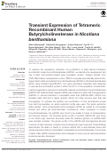 Cover page: Transient Expression of Tetrameric Recombinant Human Butyrylcholinesterase in Nicotiana benthamiana.