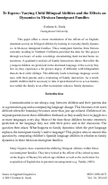 Cover page: Te Espero: Varying Child Bilingual Abilities and the Effects on Dynamics in Mexican Immigrant Families