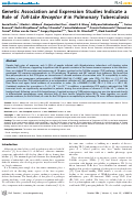 Cover page: Genetic Association and Expression Studies Indicate a Role of Toll-Like Receptor 8 in Pulmonary Tuberculosis