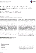 Cover page: Prevalence of Medical Conditions Potentially Amenable to Cellular Therapy among Families Privately Storing Umbilical Cord Blood