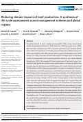 Cover page: Reducing climate impacts of beef production: A synthesis of life cycle assessments across management systems and global regions