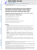 Cover page: Self-reported social functioning and social cognition in schizophrenia and bipolar disorder: Using ecological momentary assessment to identify the origin of bias.