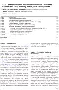 Cover page: Perspectives on Auditory Neuropathy: Disorders of Inner Hair Cell, Auditory Nerve, and Their Synapse