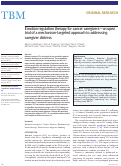 Cover page: Emotion regulation therapy for cancer caregivers—an open trial of a mechanism-targeted approach to addressing caregiver distress