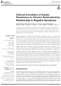 Cover page: Clinical Correlates of Insulin Resistance in Chronic Schizophrenia: Relationship to Negative Symptoms