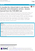 Cover page: A checklist for clinical trials in rare disease: obstacles and anticipatory actions-lessons learned from the FOR-DMD trial.