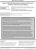 Cover page: Impact of Health Information Exchange on Emergency Medicine Clinical Decision Making