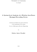 Cover page: A System-Level Analysis of a Wireless Low-Power Biosignal Recording Device