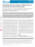 Cover page: Autophagy induction enhances TDP43 turnover and survival in neuronal ALS models