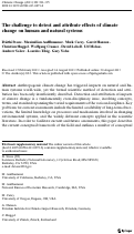 Cover page: The challenge to detect and attribute effects of climate change on human and natural systems