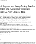 Cover page: Effects of Regular and Long-Acting Insulin on Cognition and Alzheimer’s Disease Biomarkers: A Pilot Clinical Trial