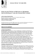 Cover page: Executive summary for analysis and testing of methods to determine indoor air quality and air change effectiveness