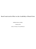 Cover page: Rent Control and its Effect on the Availability of Rental Units