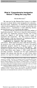 Cover page: What is "Comprehensive Immigration Reform"? Taking the Long View