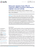 Cover page: Eukaryotic initiation factor EIF-3.G augments mRNA translation efficiency to regulate neuronal activity