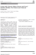 Cover page: Living with Chronic Kidney Disease and Type 2 Diabetes Mellitus: The Patient and Clinician Perspective