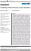 Cover page: Predicting COVID‐19 booster vaccine intentions