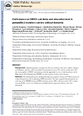 Cover page: Performance on MMSE sub-items and education level in presenilin-1 mutation carriers without dementia