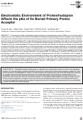Cover page: Electrostatic Environment of Proteorhodopsin Affects the pKa of Its Buried Primary Proton Acceptor