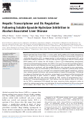 Cover page: Hepatic Transcriptome and Its Regulation Following Soluble Epoxide Hydrolase Inhibition in Alcohol-Associated Liver Disease