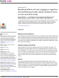 Cover page: Beneficial effects of choir singing on cognition and well-being of older adults: Evidence from a cross-sectional study