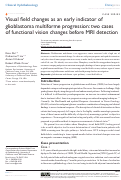 Cover page: Visual field changes as an early indicator of glioblastoma multiforme progression: two cases of functional vision changes before MRI detection