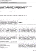 Cover page: Assessment of heterologous butyrate and butanol pathway activity by measurement of intracellular pathway intermediates in recombinant Escherichia coli