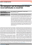 Cover page: The emergence and development of behavioral individuality in clonal fish