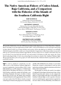 Cover page: The Native American Fishery of Cedros Island, Baja California, and a Comparison with the Fisheries of the Islands of the Southern California Bight