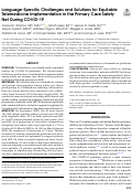 Cover page: Language-Specific Challenges and Solutions for Equitable Telemedicine Implementation in the Primary Care Safety Net During COVID-19.