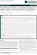 Cover page: The efficacy of Link N as a mediator of repair in a rabbit model of intervertebral disc degeneration