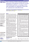 Cover page: How missing evidence-based medicine indicators can inform COVID-19 vaccine distribution policies: a scoping review and calculation of indicators from data in randomised controlled trials