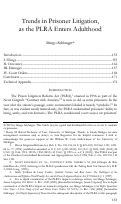 Cover page: Trends in Prisoner Litigation, as the PLRA Enters Adulthood