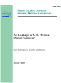 Cover page: Air Leakage of U.S. Homes: Model Prediction