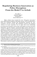 Cover page: Regulating Business Innovation as Policy Disruption: From the Model T to Airbnb