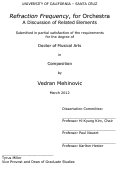 Cover page: Refraction Frequency, for Orchestra: A Discussion of Related Elements