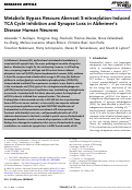 Cover page: Metabolic Bypass Rescues Aberrant S‐nitrosylation‐Induced TCA Cycle Inhibition and Synapse Loss in Alzheimer's Disease Human Neurons