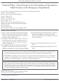 Cover page: Clinical Policy: Critical Issues in the Prescribing of Opioids for Adult Patients in the Emergency Department