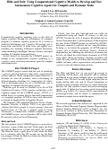 Cover page: Hide and Seek: Using Computational Cognitive Models to Develop and Test Autonomous Cognitive Agents for Complex and Dynamic Tasks