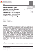 Cover page: Risky business, risk assessment, and other heteronormative misnomers in women’s community corrections and reentry planning