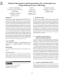 Cover page: Student Motivations and Expectations for an Introductory Programming Course in Biology