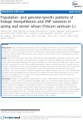 Cover page: Population- and genome-specific patterns of linkage disequilibrium and SNP variation in spring and winter wheat (Triticum aestivum L.)