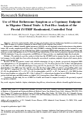 Cover page: Use of Most Bothersome Symptom as a Coprimary Endpoint in Migraine Clinical Trials: A Post‐Hoc Analysis of the Pivotal ZOTRIP Randomized, Controlled Trial